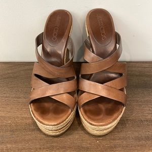 Jimmy Choo Wedge Leather Sandal 38.5